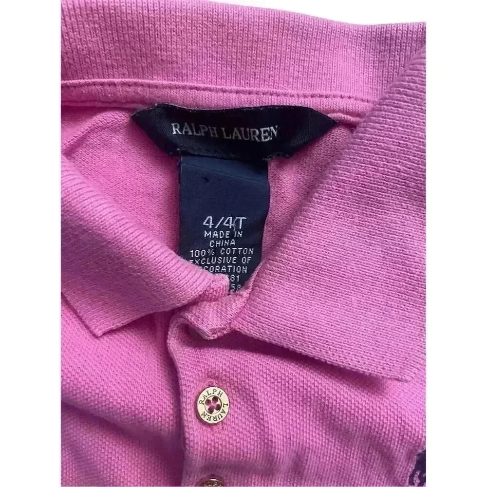 Polo Ralph Lauren Girls' Pink Short Polo Dress Size 4T Casual - Picture 4 of 4